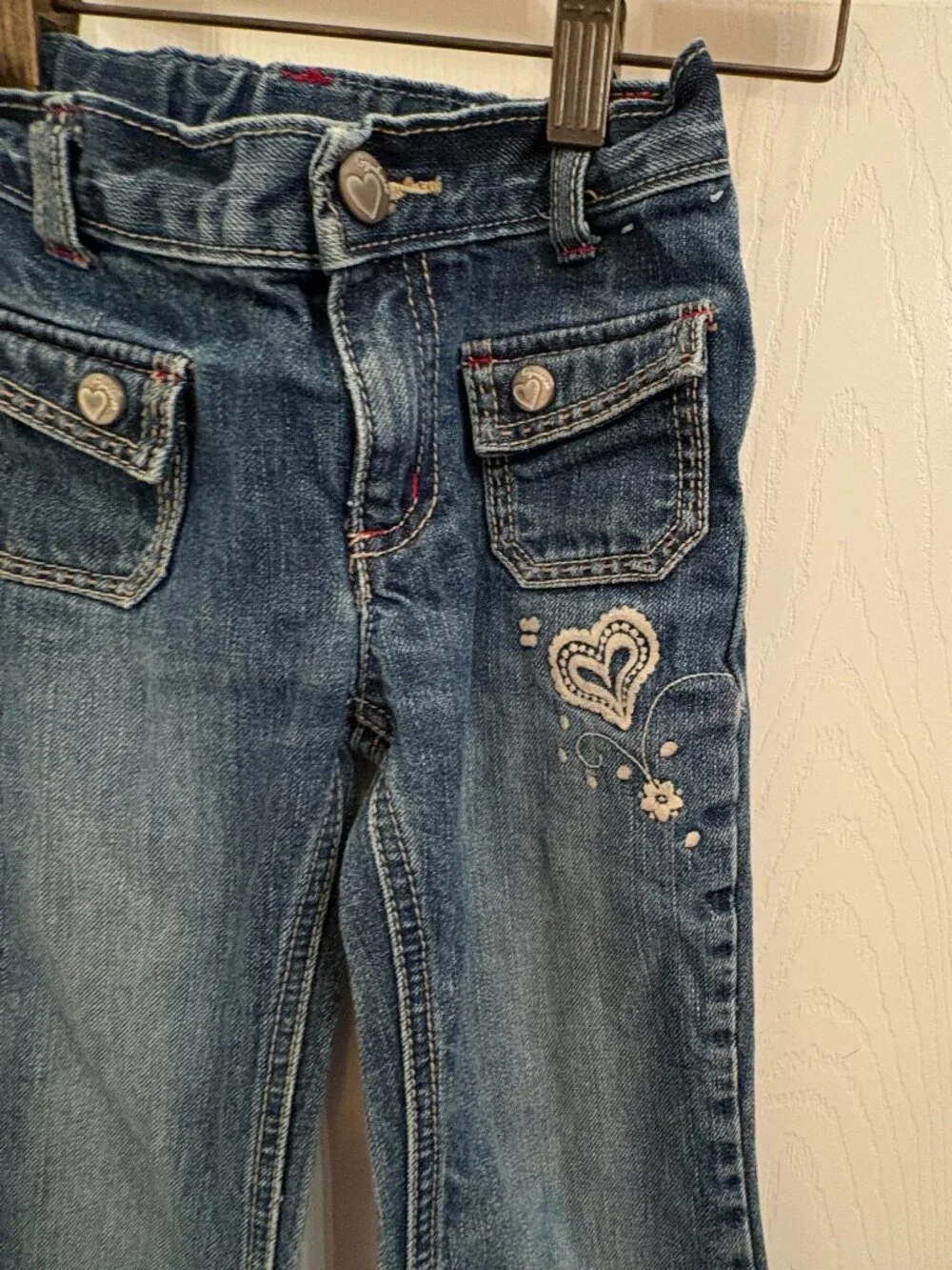 Gymboree Alpine Sweetie Flare Jeans Embroidered Hearts size 7 Slim